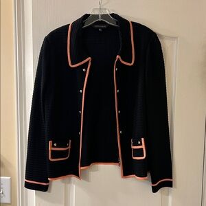 Ming Wang Black Jacket with Pink Trim